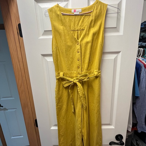 Mustard jumpsuit, linen blend, Boden - Picture 3 of 6